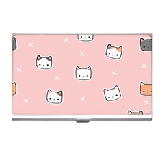 Cute Cat Cartoon Doodle Seamless Pink Pattern Business Card Holder by Grandong