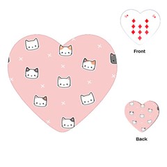 Cute Cat Cartoon Doodle Seamless Pink Pattern Playing Cards Single Design (heart)