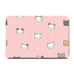 Cute Cat Cartoon Doodle Seamless Pink Pattern Small Doormat by Grandong