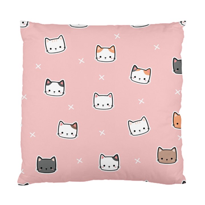 Cute Cat Cartoon Doodle Seamless Pink Pattern Standard Cushion Case (One Side)