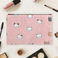 Cute Cat Cartoon Doodle Seamless Pink Pattern Cosmetic Bag (large) by Grandong