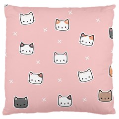 Cute Cat Cartoon Doodle Seamless Pink Pattern Large Cushion Case (one Side) by Grandong