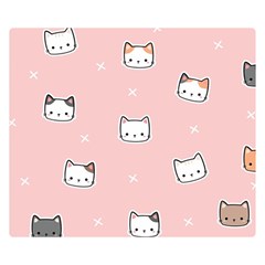 Cute Cat Cartoon Doodle Seamless Pink Pattern Two Sides Premium Plush Fleece Blanket (small) by Grandong