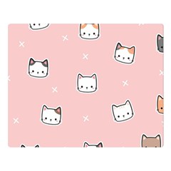 Cute Cat Cartoon Doodle Seamless Pink Pattern Two Sides Premium Plush Fleece Blanket (large) by Grandong