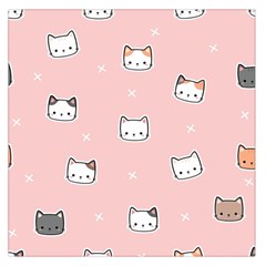 Cute Cat Cartoon Doodle Seamless Pink Pattern Square Satin Scarf (36  X 36 ) by Grandong