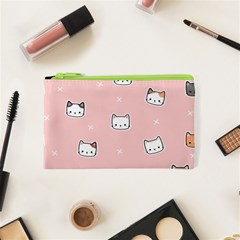 Cute Cat Cartoon Doodle Seamless Pink Pattern Cosmetic Bag (xs) by Grandong