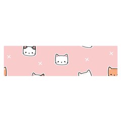 Cute Cat Cartoon Doodle Seamless Pink Pattern Oblong Satin Scarf (16  X 60 ) by Grandong