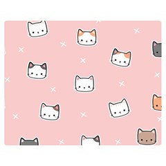 Cute Cat Cartoon Doodle Seamless Pink Pattern Premium Plush Fleece Blanket (medium) by Grandong