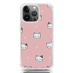 Cute Cat Cartoon Doodle Seamless Pink Pattern Iphone 13 Pro Tpu Uv Print Case