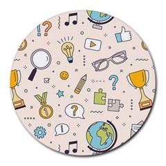 Quiz Backgrounds Ans Seamless Round Mousepad by Grandong