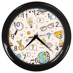 Quiz Backgrounds Ans Seamless Wall Clock (black) by Grandong