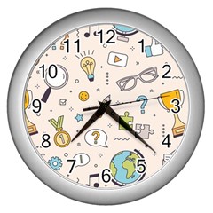 Quiz Backgrounds Ans Seamless Wall Clock (silver) by Grandong