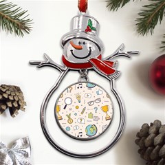 Quiz Backgrounds Ans Seamless Metal Snowman Ornament by Grandong