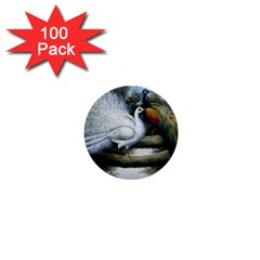 Canvas Oil Painting Two Peacock 1  Mini Buttons (100 Pack)  by Grandong