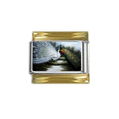 Canvas Oil Painting Two Peacock Gold Trim Italian Charm (9mm) by Grandong