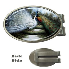 Canvas Oil Painting Two Peacock Money Clips (oval)  by Grandong