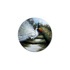 Canvas Oil Painting Two Peacock Golf Ball Marker (4 Pack) by Grandong