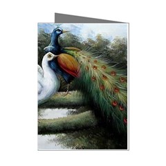 Canvas Oil Painting Two Peacock Mini Greeting Cards (pkg Of 8) by Grandong