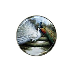 Canvas Oil Painting Two Peacock Hat Clip Ball Marker by Grandong