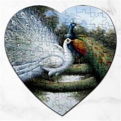 Canvas Oil Painting Two Peacock Jigsaw Puzzle (heart) by Grandong