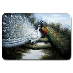 Canvas Oil Painting Two Peacock Large Doormat by Grandong