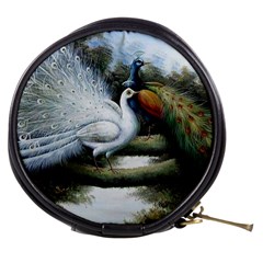 Canvas Oil Painting Two Peacock Mini Makeup Bag by Grandong