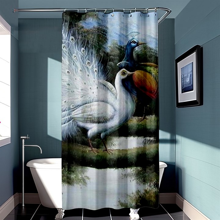 Canvas Oil Painting Two Peacock Shower Curtain 36  x 72  (Stall) 