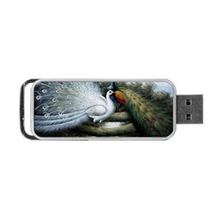 Canvas Oil Painting Two Peacock Portable Usb Flash (one Side) by Grandong