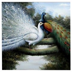 Canvas Oil Painting Two Peacock Wooden Puzzle Square by Grandong