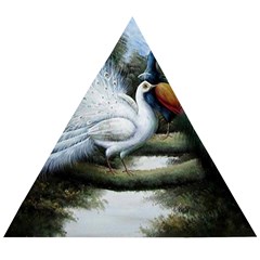 Canvas Oil Painting Two Peacock Wooden Puzzle Triangle by Grandong