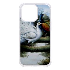 Canvas Oil Painting Two Peacock Iphone 13 Pro Tpu Uv Print Case