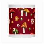 Woodland Mushroom And Daisy Seamless Pattern White Mug Center