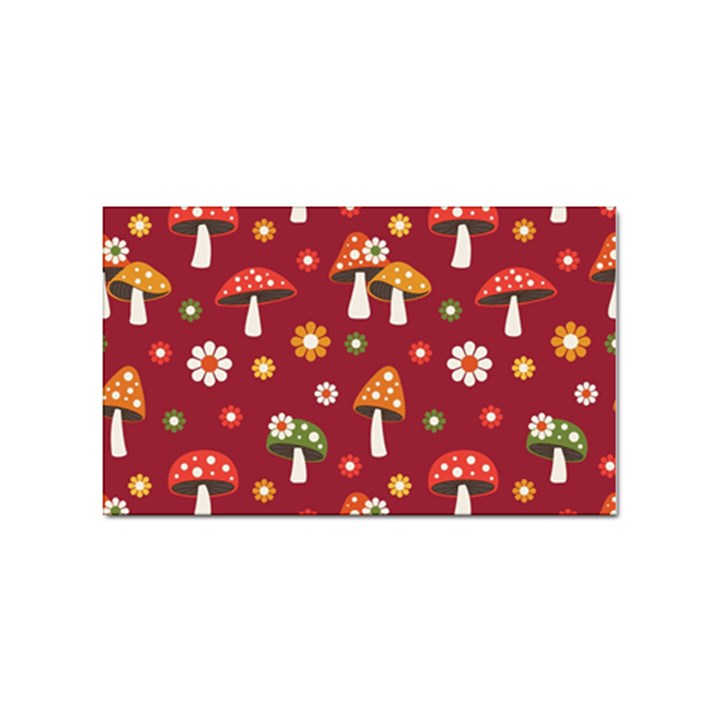 Woodland Mushroom And Daisy Seamless Pattern Sticker Rectangular (100 pack)