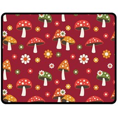 Woodland Mushroom And Daisy Seamless Pattern Two Sides Fleece Blanket (medium) by Grandong