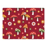 Woodland Mushroom And Daisy Seamless Pattern Two Sides Premium Plush Fleece Blanket (Mini) 35 x27  Blanket Front