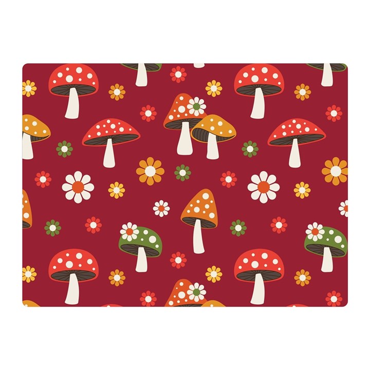 Woodland Mushroom And Daisy Seamless Pattern Two Sides Premium Plush Fleece Blanket (Mini)