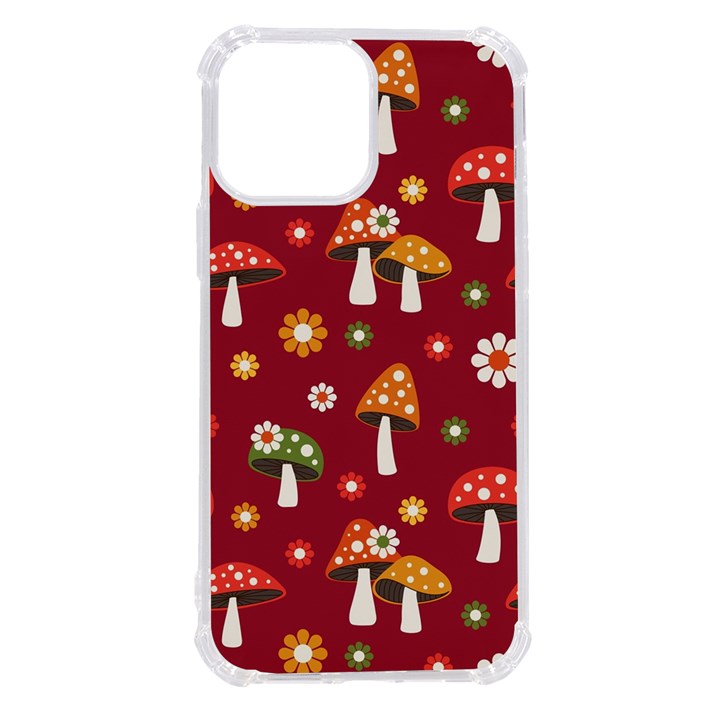 Woodland Mushroom And Daisy Seamless Pattern iPhone 13 Pro Max TPU UV Print Case