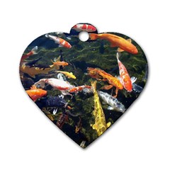 Koi Pond 3d Fish Dog Tag Heart (two Sides) by Grandong