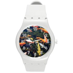 Koi Pond 3d Fish Round Plastic Sport Watch (m) by Grandong