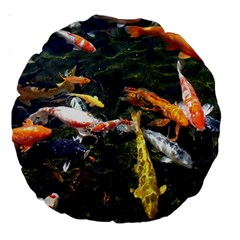 Koi Pond 3d Fish Large 18  Premium Round Cushions by Grandong