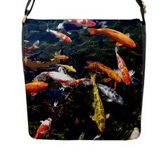 Koi Pond 3d Fish Flap Closure Messenger Bag (l) by Grandong