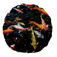 Koi Pond 3d Fish Large 18  Premium Flano Round Cushions by Grandong