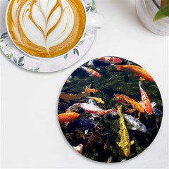 Koi Pond 3d Fish Uv Print Round Tile Coaster by Grandong