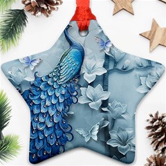 Chinese Style 3d Embossed Blue Peacock Oil Painting Ornament (star) by Grandong