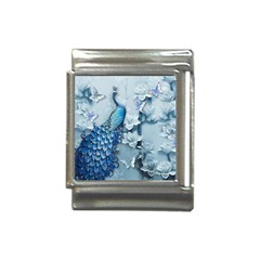 Chinese Style 3d Embossed Blue Peacock Oil Painting Italian Charm (13mm) by Grandong