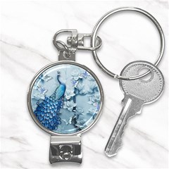 Chinese Style 3d Embossed Blue Peacock Oil Painting Nail Clippers Key Chain by Grandong