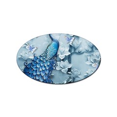 Chinese Style 3d Embossed Blue Peacock Oil Painting Sticker (oval) by Grandong