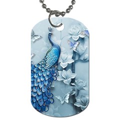 Chinese Style 3d Embossed Blue Peacock Oil Painting Dog Tag (one Side) by Grandong