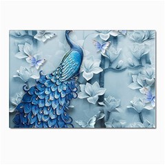 Chinese Style 3d Embossed Blue Peacock Oil Painting Postcard 4 x 6  (pkg Of 10) by Grandong