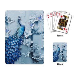 Chinese Style 3d Embossed Blue Peacock Oil Painting Playing Cards Single Design (rectangle) by Grandong